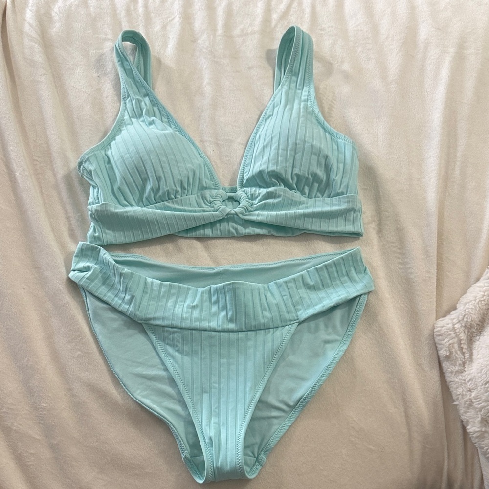 Women's Mint Ribbed Bikini Set - Mint